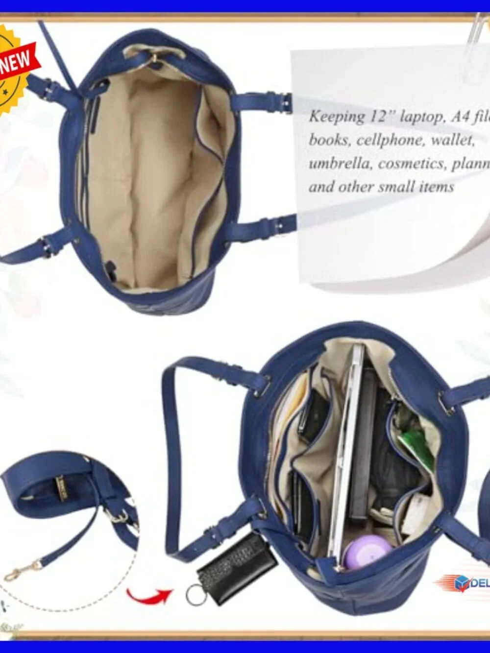 Large Leather Hobo Tote Bag with Adjustable Shoulder Strap
